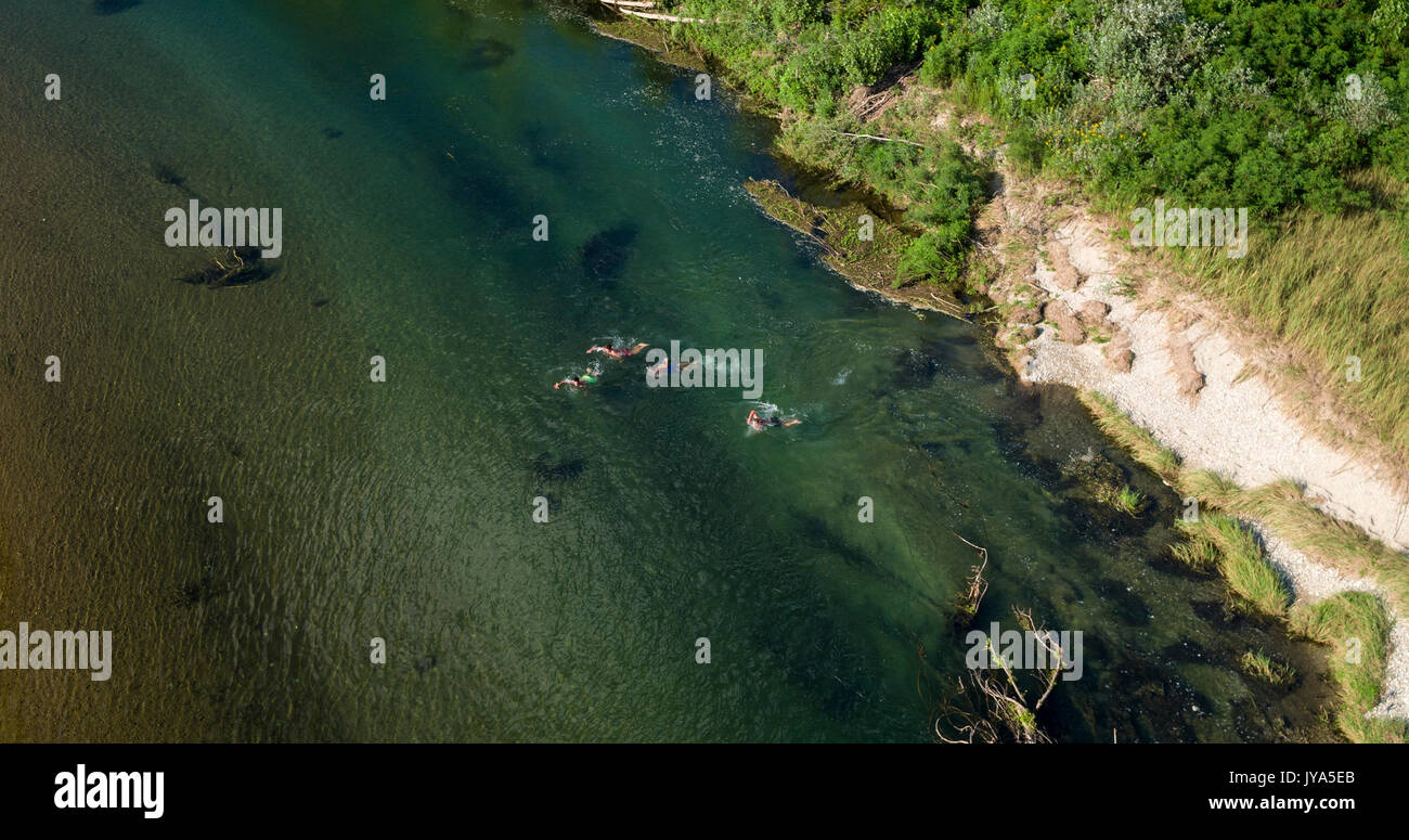 Ripide sponde sul fiume Drava Foto Stock