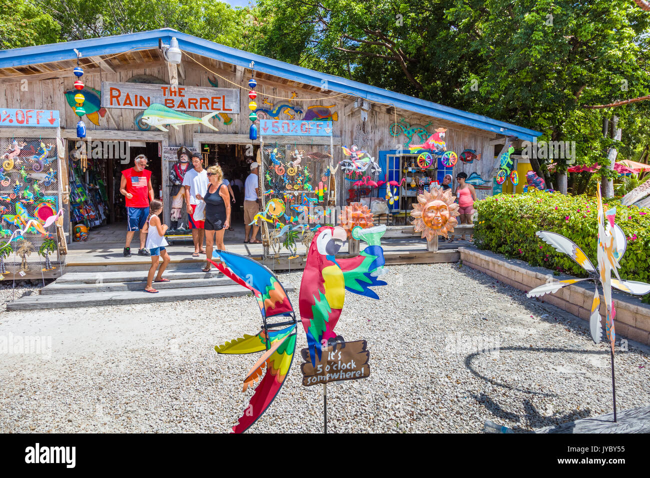 La pioggia canna villaggio artigianale in Islamorada chiave in Florida Keys Foto Stock