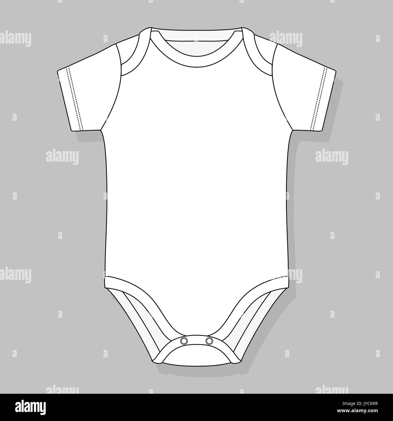 Baby body piatto modello sketch isolato su sfondo grigio Illustrazione Vettoriale