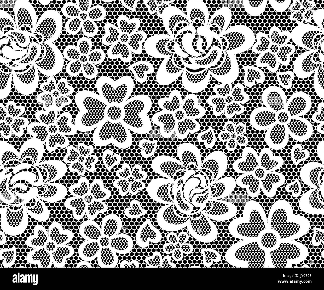 Vintage merletti, ricami seamless pattern con abstract fiori su sfondo nero Illustrazione Vettoriale