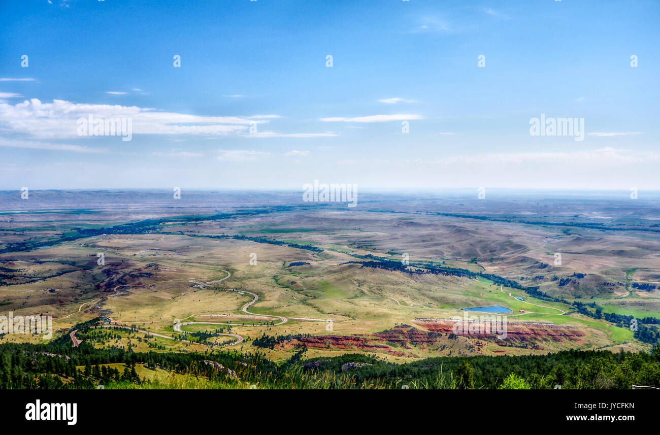Vista dalla ruota di medicina Pass Wyoming Highway 14A Foto Stock