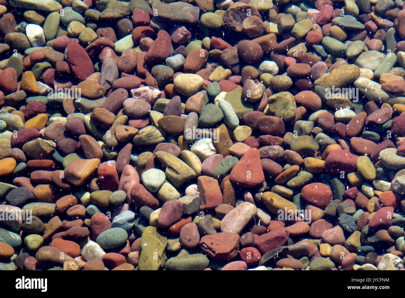 Color rocce del lago McDonald Glacier Park Foto Stock
