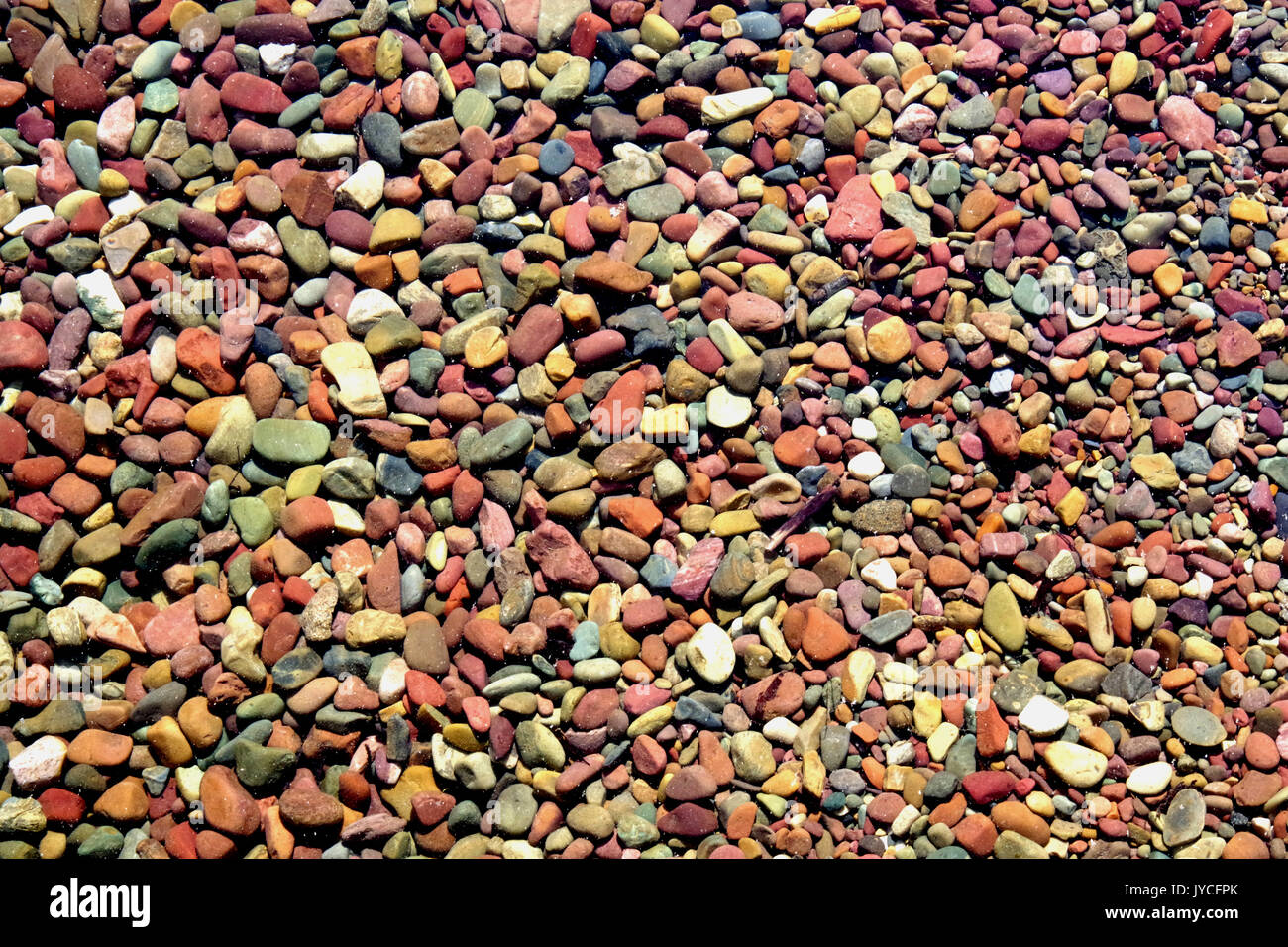 Color rocce del lago McDonald Glacier Park Foto Stock