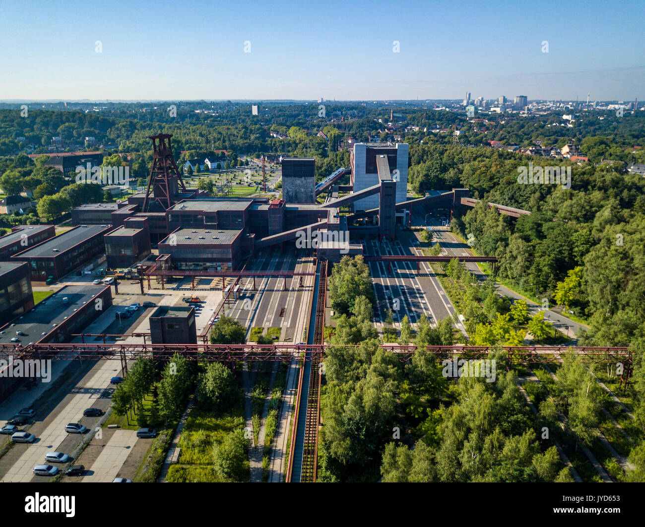 Zollverein colliery, sito patrimonio mondiale dell'UNESCO, dal Consiglio europeo di Essen, Germania, ex mondo più grande miniera di carbone, oggi un punto di riferimento culturale nella zona della Ruhr, windi Foto Stock