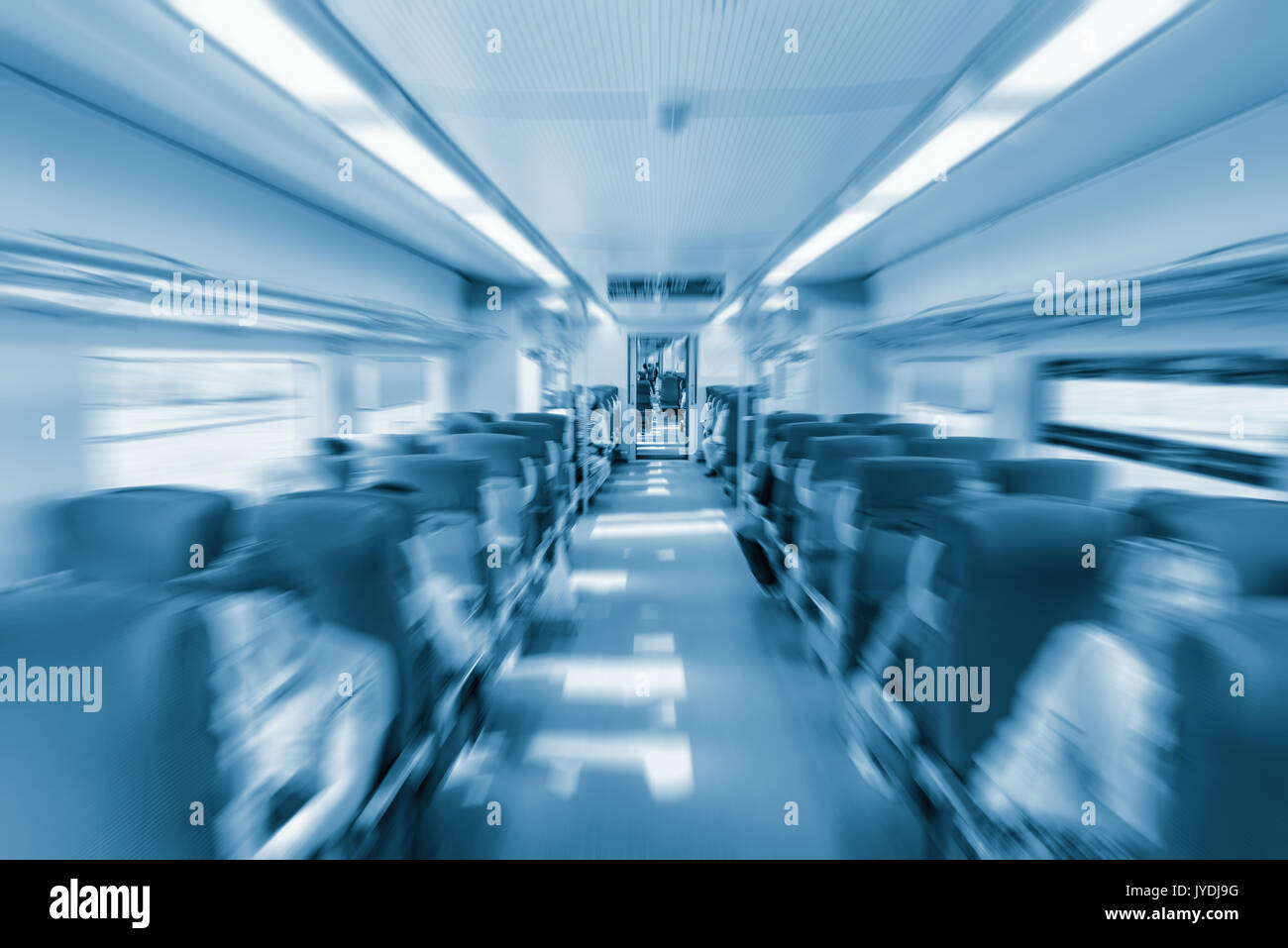 Immagine sfocata di interno del trasporto passeggeri. Foto Stock