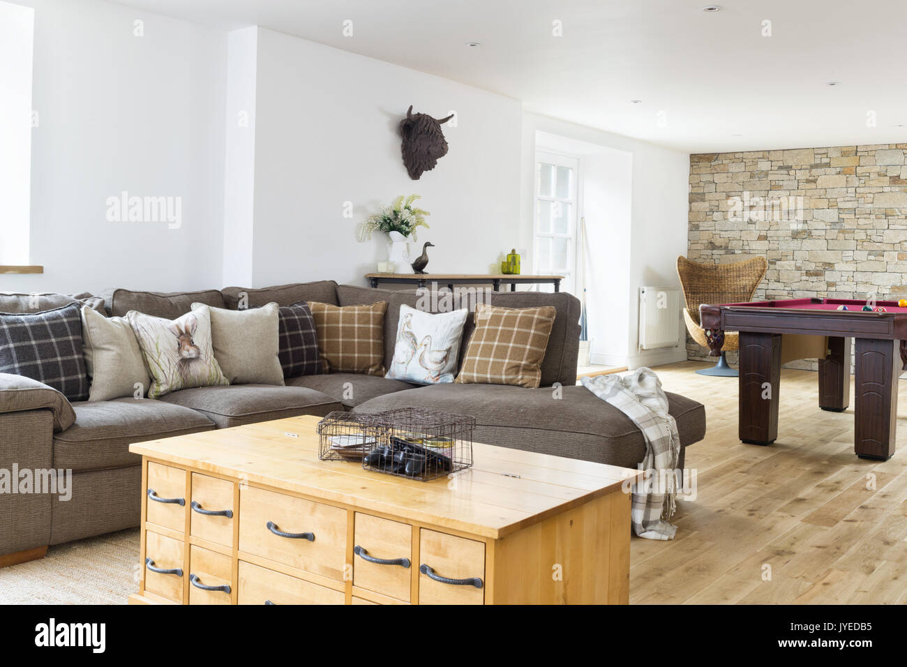 Un ampio e aperto, moderno e confortevole soggiorno Foto Stock