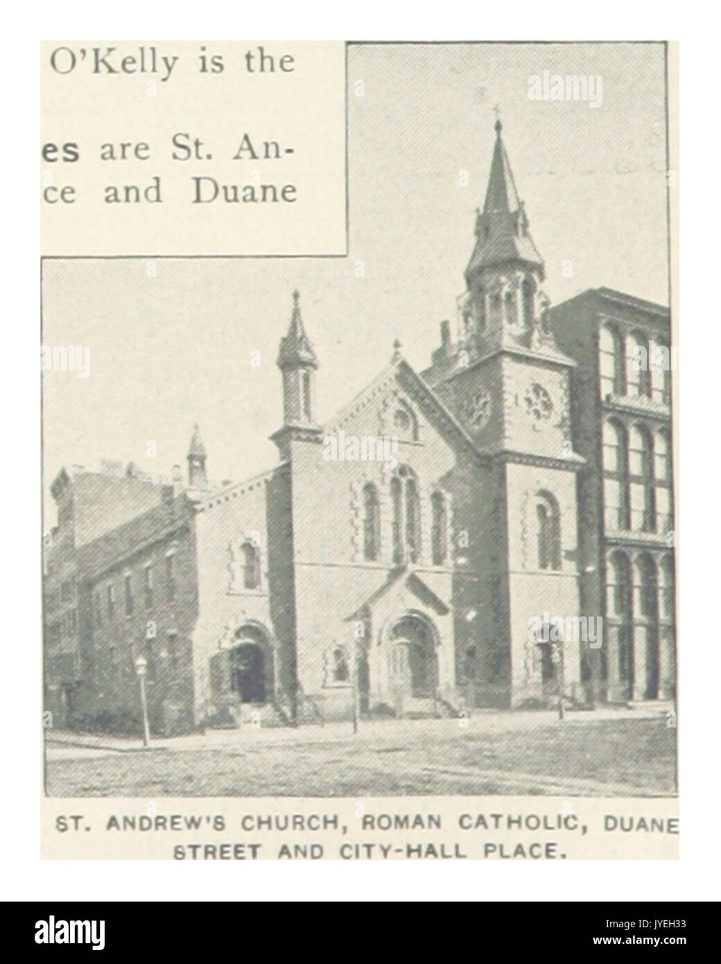 (Re1893NYC) PG406 ST. Andrea la Chiesa cattolica romana, Duane Street e il City Hall posto Foto Stock