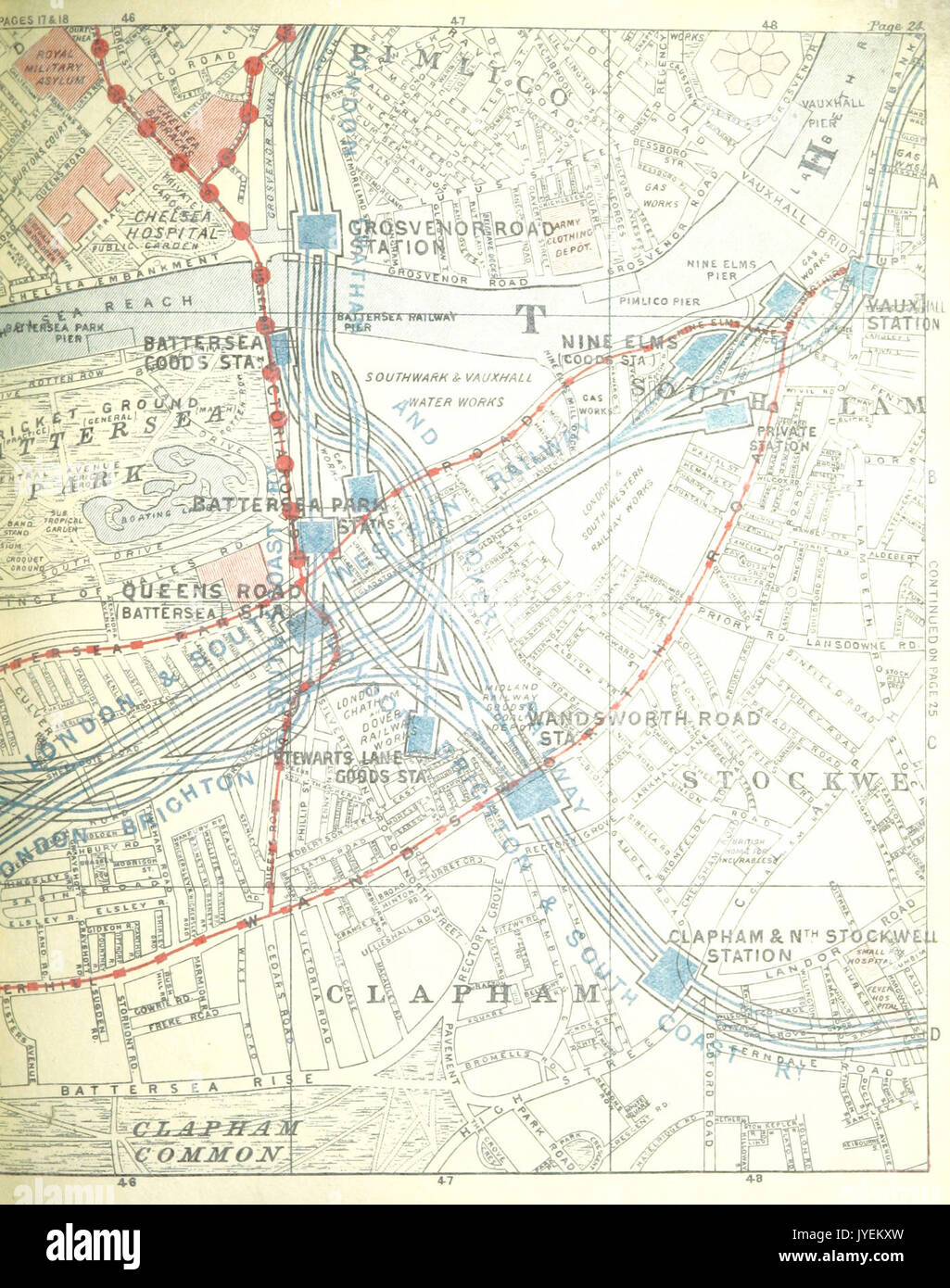 DISTRICT(1888) p024 Mappa di Londra, tegola C4 Foto Stock