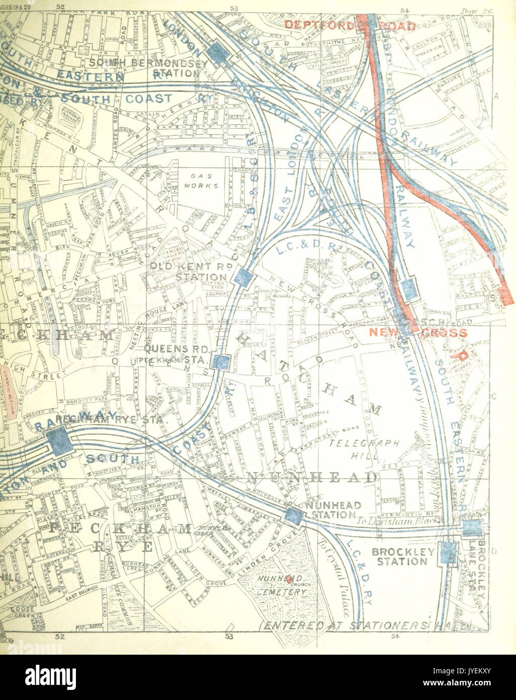DISTRICT(1888) p026 Mappa di Londra, tegola C6 Foto Stock