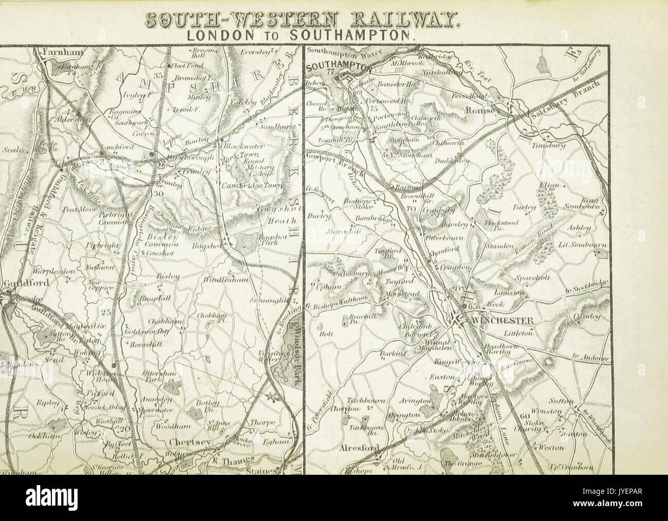 EW(1884) p.100 South Western Railway Londra a Southampton (top) un C nero (pub) Foto Stock