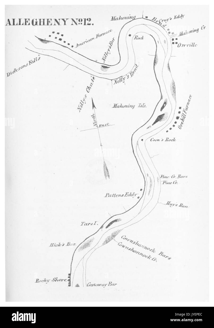 GILLELEN(1864) p083 Olio Creek, Allegheny River, mappa 12 Foto Stock