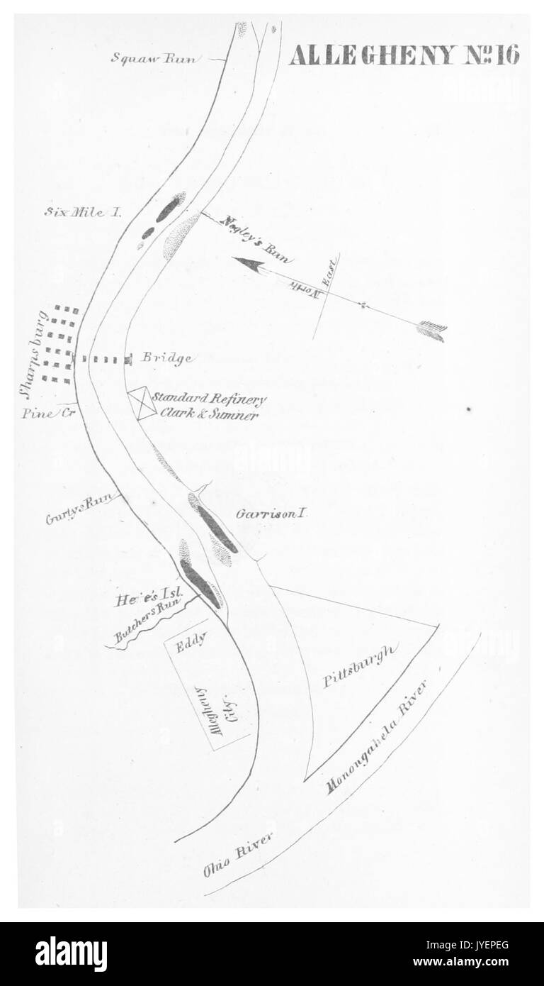 GILLELEN(1864) p099 Olio Creek, Allegheny River, mappa 16 Foto Stock