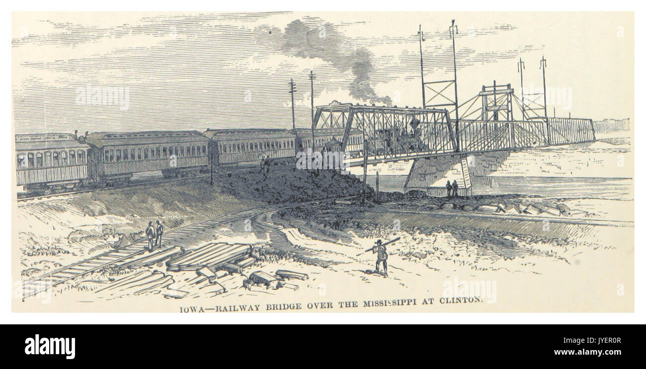 HEADLEY(1882) p548 Iowa ponte ferroviario sulla Mississippi a Clinton Foto Stock