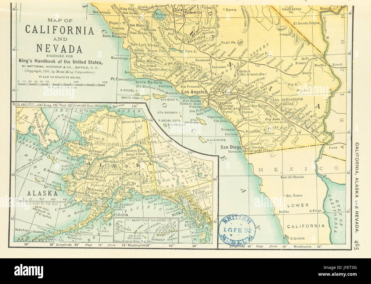 Siamo mappe(1891) p467 Mappa della California, Nevada e ALASKA (r) Foto Stock