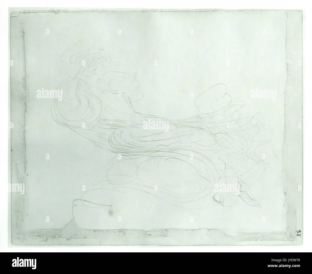 38r. Una donna reclinabili; 38v. Una donna che cammina con un ombrellone incontrato SF 1975 1 961r Foto Stock