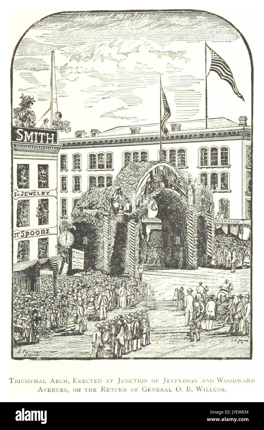 Imprenditore(1884) Detroit, p359 arco trionfale, eretta allo svincolo di Jefferson e Woodward Avenue, SUL RITORNO DEL GENERALE O. B. WILLCOX (27 agosto 1862) Foto Stock