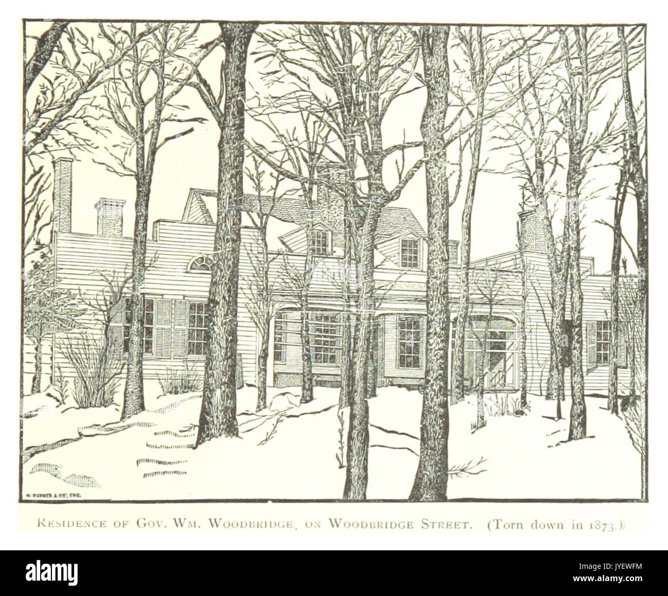 Imprenditore(1884) Detroit, p425 RESIDENCE DI GOV.WM. WOODBRIDGE, il Woodbridge Street. (Demolita nel 1873) Foto Stock