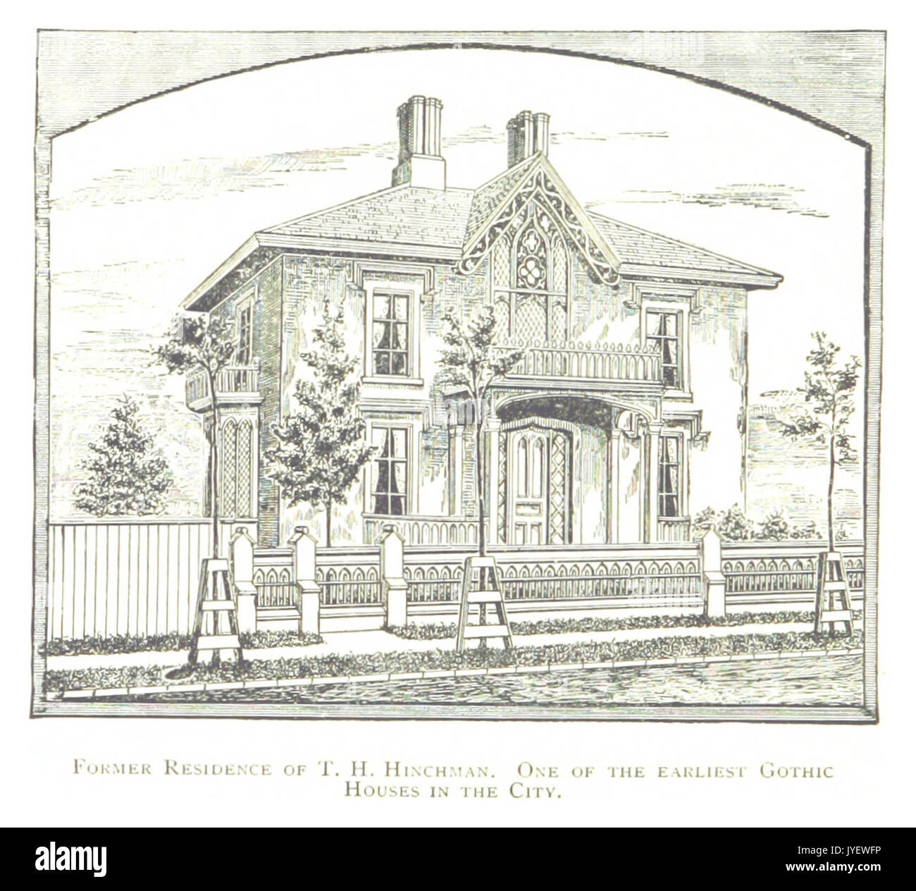 Imprenditore(1884) Detroit, p426 ex residenza di T.H. HINCHMAN. Una delle prime case in stile gotico della città. 117 Fort Street West. Costruito nel 1848, rimossa nel 1868 Foto Stock