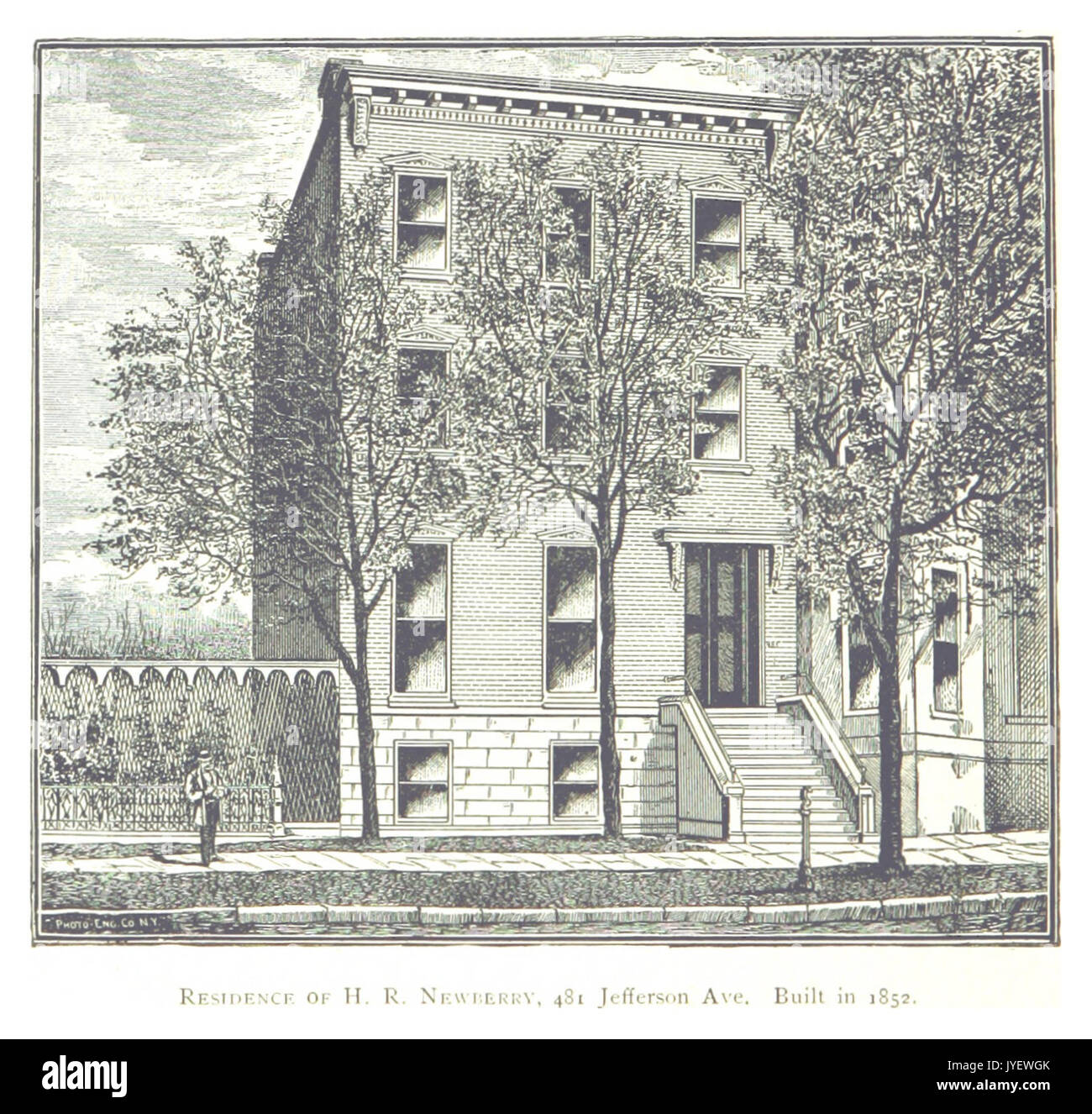 Imprenditore(1884) Detroit, p438 RESIDENCE DI H. R. NEWBERRY, 481 JEFFERSON AVE. Costruito nel 1852 Foto Stock