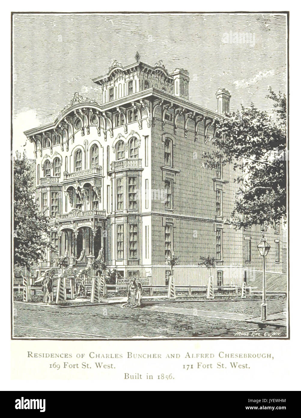 Imprenditore(1884) Detroit, p451 RESIDENZE DI CHARLES BUNCHER E ALFRED CHESEBROUGH, 169 FORT ST. WEST. 171 FORT ST. WEST. Costruito nel 1856 Foto Stock