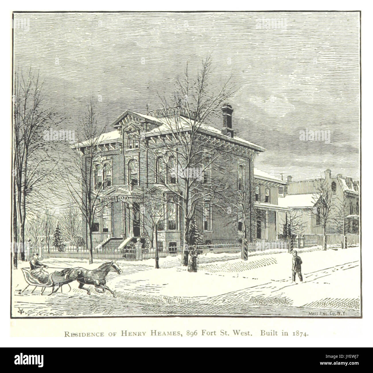 Imprenditore(1884) Detroit, p457 RESIDENCE DI HENRY HEAMES, 896 FORT ST. WEST. Costruito nel 1874 Foto Stock