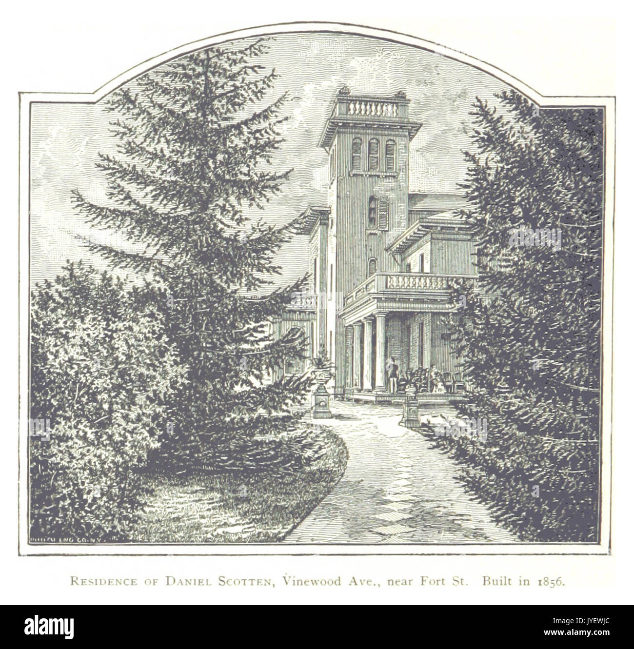 Imprenditore(1884) Detroit, p460 RESIDENCE DI DANIEL SCOTTEN, VINEWOOD AVE., VICINO A FORT ST. Costruito nel 1836 Foto Stock