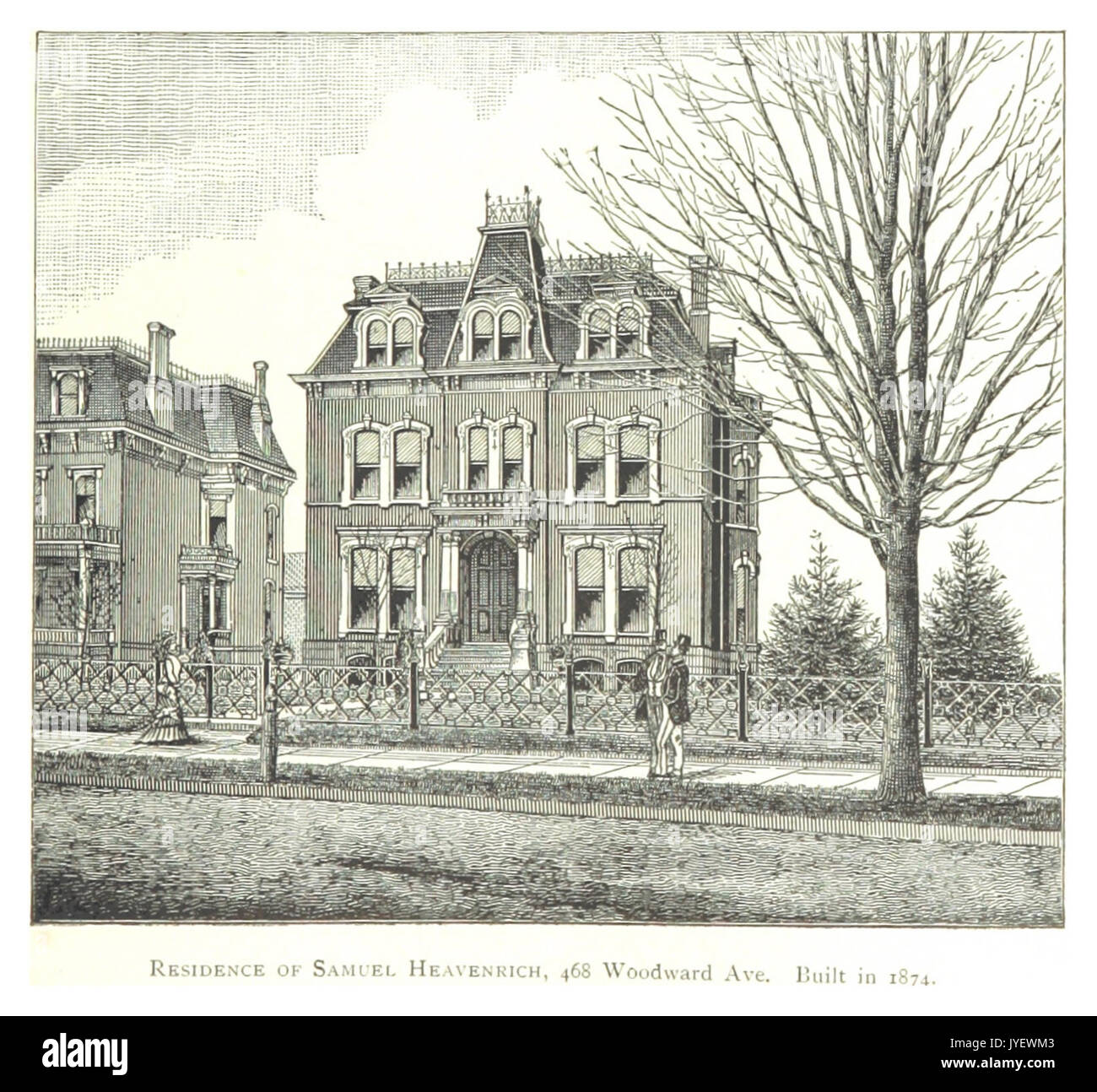 Imprenditore(1884) Detroit, p481 RESIDENCE DI SAMUEL HEAVENRICH, 468 WOODWARD AVE. Costruito nel 1874 Foto Stock