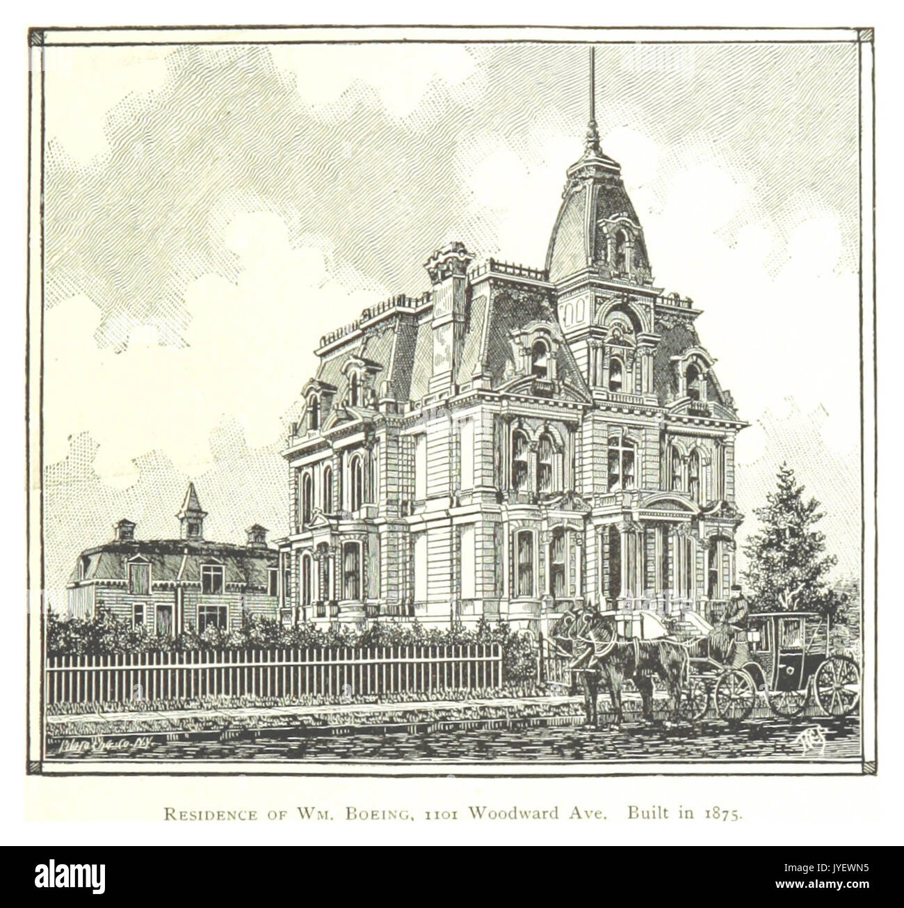 Imprenditore(1884) Detroit, p495 RESIDENCE DI WM. La Boeing, 1101 WOODWARD AVE. Costruito nel 1875. Foto Stock