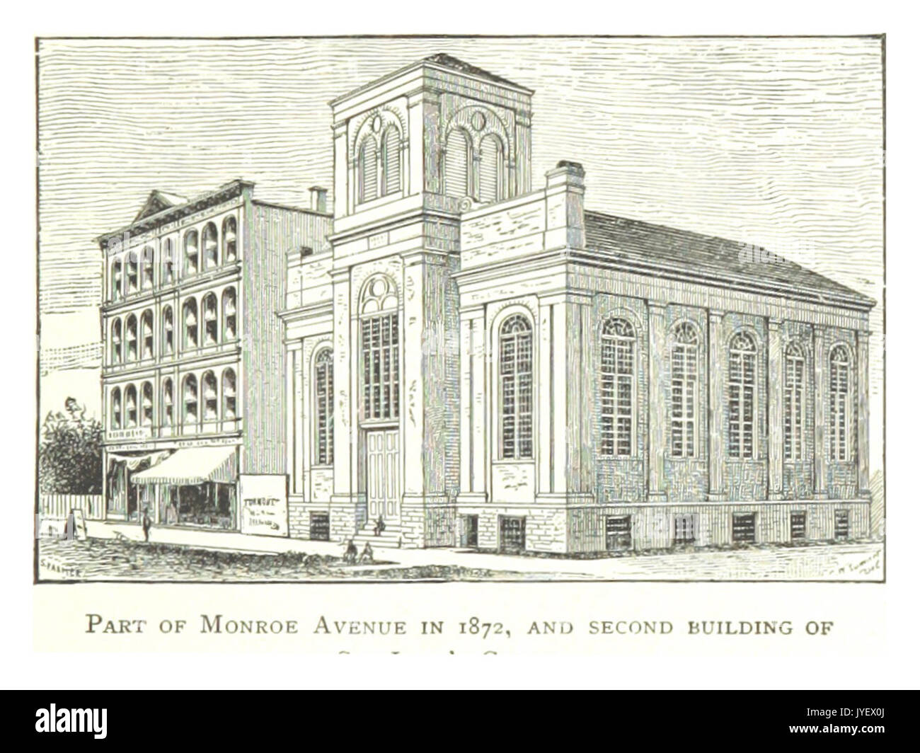 Imprenditore(1884) Detroit, p669 VISTA DI MONROE AVENUE E ST. JOHN'S CHIESA NEL 1872 Foto Stock