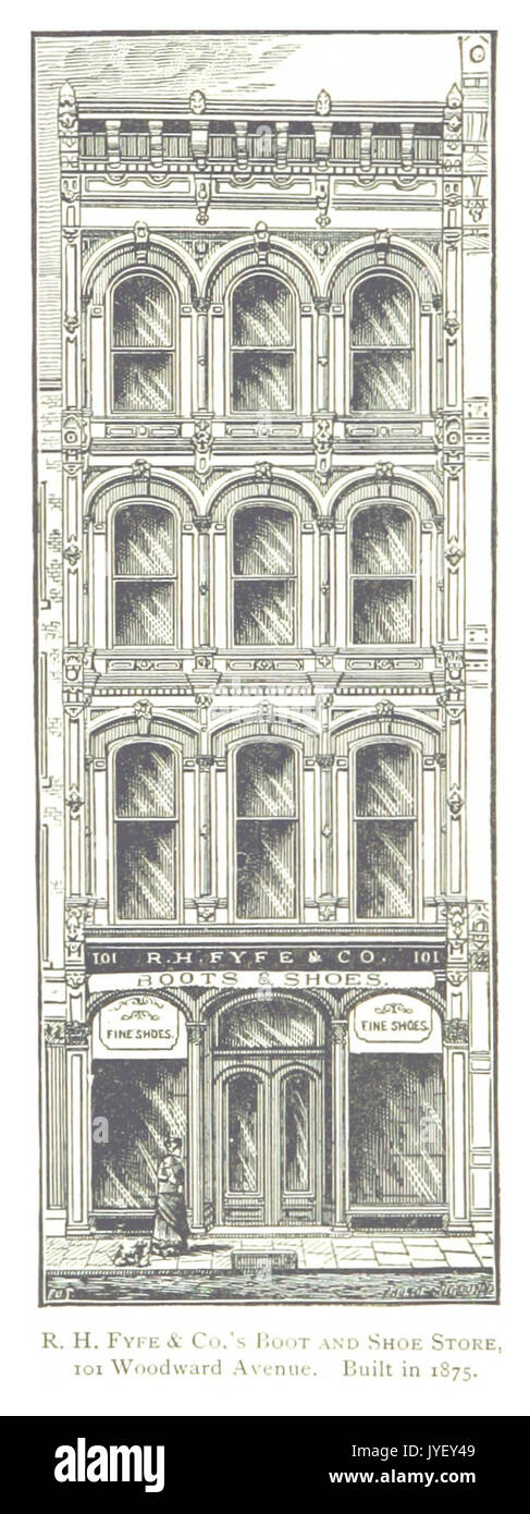 Imprenditore(1884) Detroit, p824 R.H. FYFE & CO. DI BOOT E SCARPA STORE, 101 Woodward Avenue. Costruito nel 1875. Foto Stock