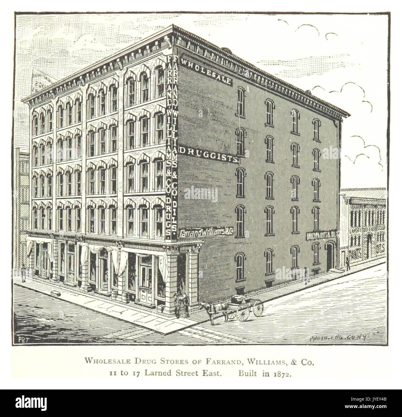 Imprenditore(1884) Detroit, p825 ALL'INGROSSO NEGOZI DI DROGA DI FARAND WILLIAMS, & CO 11 a 17 LARNED Street East. Costruito nel 1872 Foto Stock