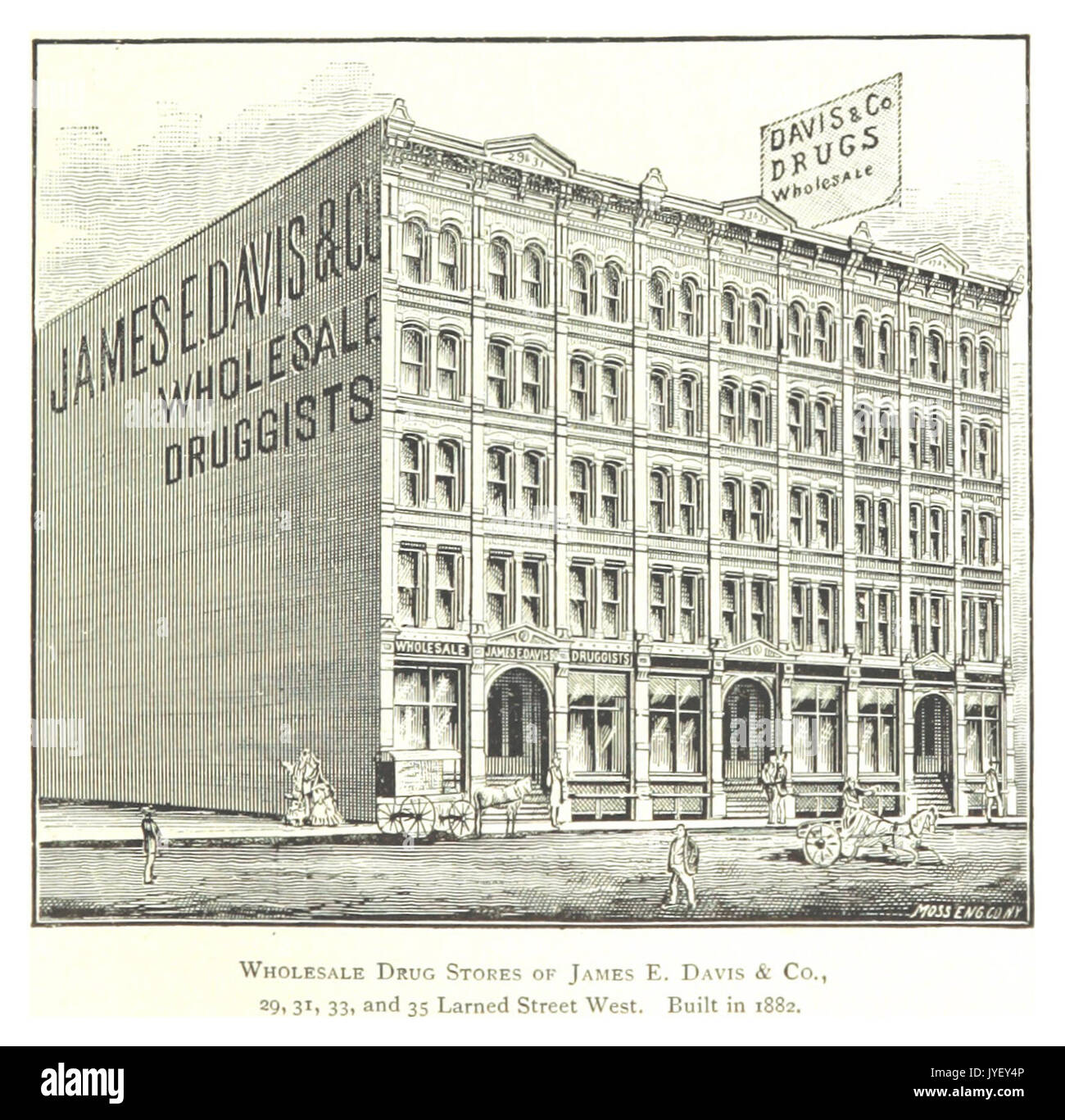 Imprenditore(1884) Detroit, p831 ALL'INGROSSO NEGOZI DI DROGA DI JAMES E. DAVIS & Co., 29, 31, 33, e 35 LARNED Street West. Costruito nel1882 Foto Stock