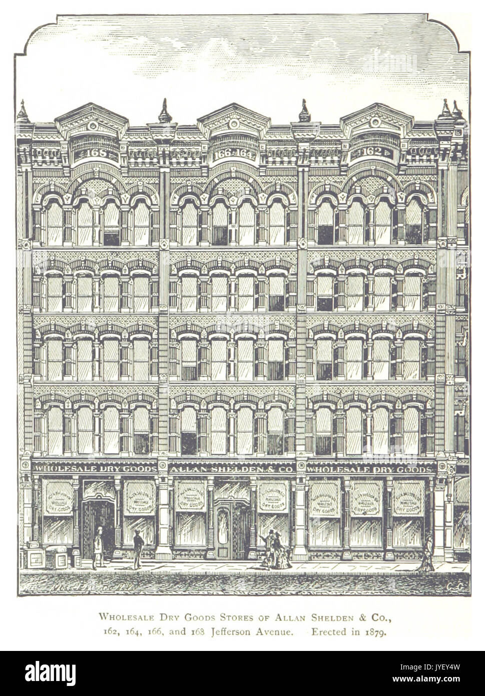 Imprenditore(1884) Detroit, p834 COMMERCIO ALL'INGROSSO prodotti asciutti NEGOZI DI ALLAN SHELDEN & CO., 162, 164, 166, E 163 Jefferson Avenue. Eretta nel 1879 Foto Stock