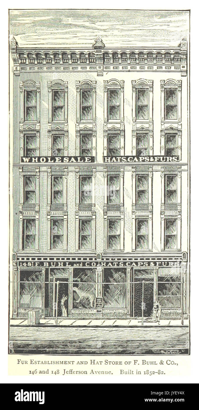 Imprenditore(1884) Detroit, p835 FUR STABILIMENTO E HAT STORE DI F. BUHL & CO., 146 e 148 Jefferson Avenue. Costruito nel 1852 82 Foto Stock