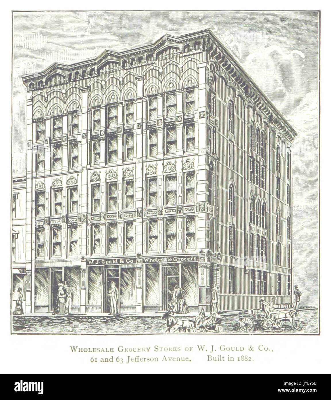 Imprenditore(1884) Detroit, p840 COMMERCIO ALL'INGROSSO dei negozi di generi alimentari di W.J. GOULD & Co., 61 e 63 Jefferson Avenue. Costruito nel 1882 Foto Stock