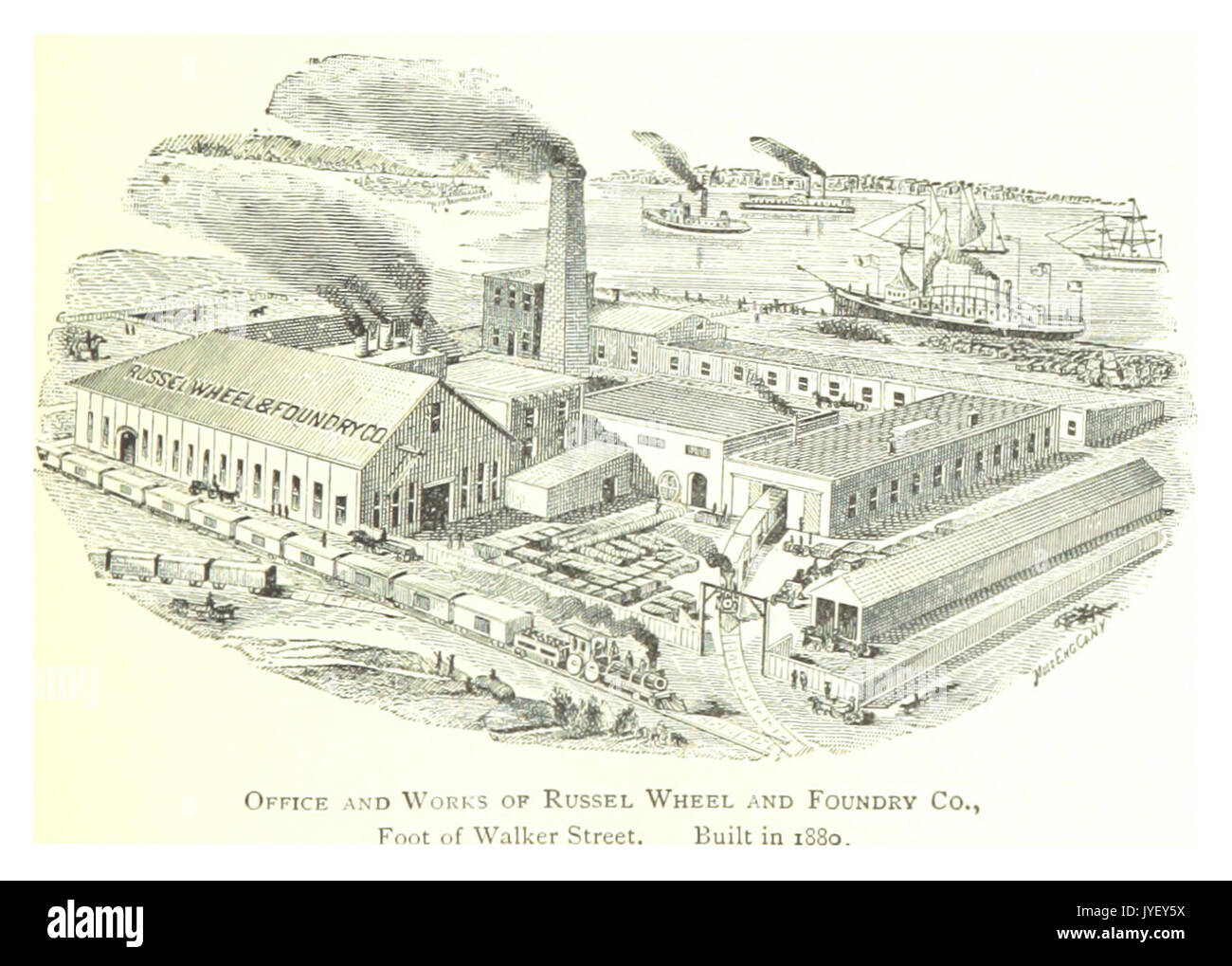 Imprenditore(1884) Detroit, p857 e ufficio OPERE DI RUSSEL RUOTA E FOUNDRY CO., Piede di Walker Street. Costruito nel 1880 Foto Stock