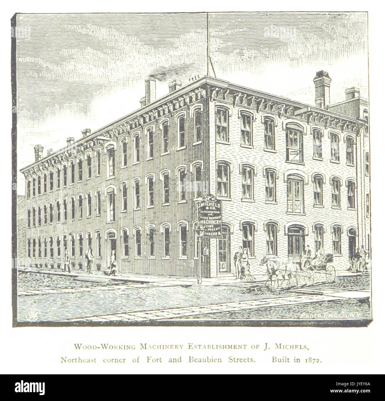 Imprenditore(1884) Detroit, p860 Legno macchinari di lavoro CREAZIONE DI J. MICHELS, angolo nordest DI FORT BEAUBIEN E STRADE. Costruito nel 1872 Foto Stock