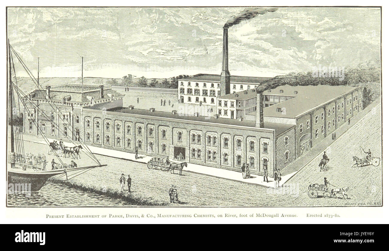 Imprenditore(1884) Detroit, p873 CREAZIONE DI PARKE DAVIS & CO., fabbricazione di farmacisti, Piede di MCDOUGALL AVENUE, eretto nel 1873 80 Foto Stock