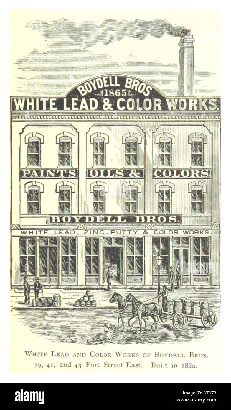 Imprenditore(1884) Detroit, p875 BIANCO DI PIOMBO E LAVORI A COLORI DI BOYDELL BROS. 39, 41, e 43 Fort Street East. Costruito nel 1880 Foto Stock