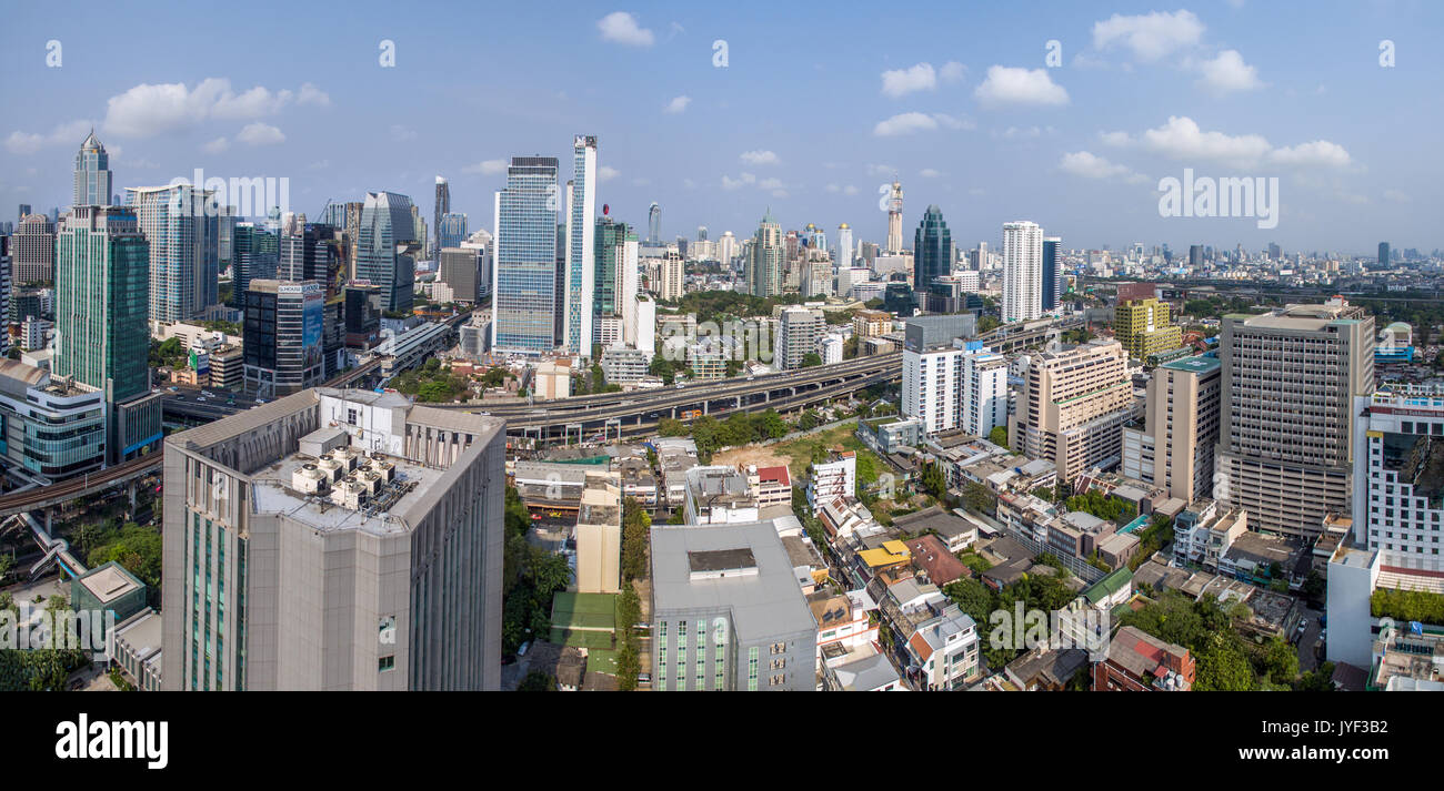 Panorama della città di Bangkok, Nana e Sukhumvit Road, la fotografia aerea della Thailandia Foto Stock