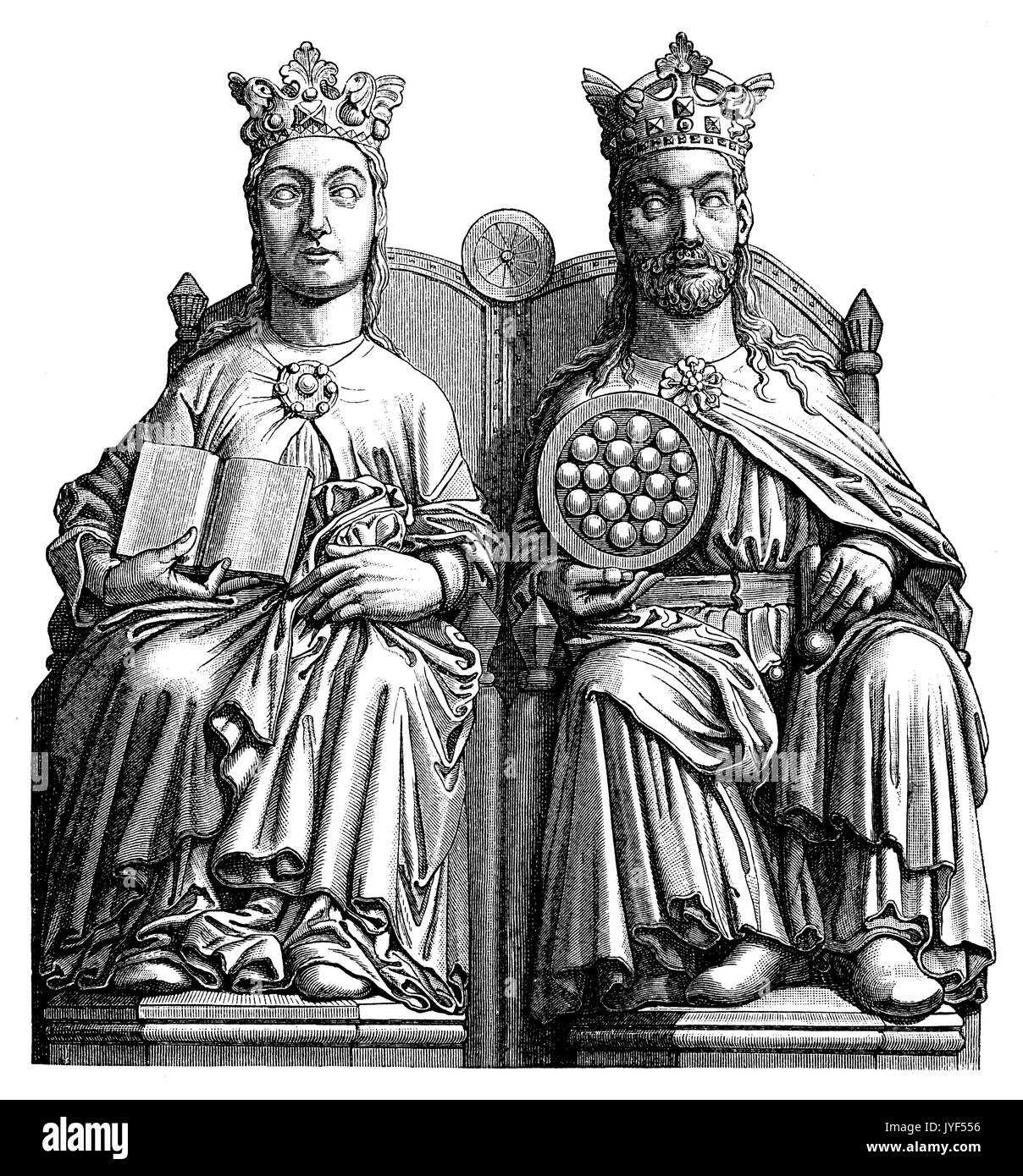 L'imperatore Ottone I e sua moglie Editha. Le statue nella Cattedrale di Magdeburgo Foto Stock