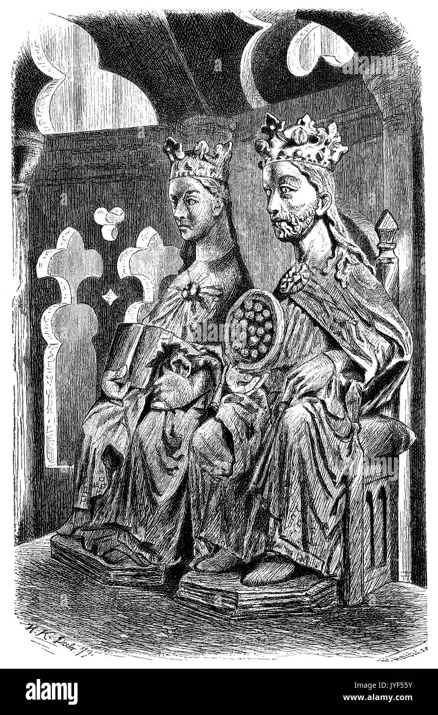 Statue di Ottone il Grande e Editha in una cappella della Cattedrale di Magdeburgo Foto Stock