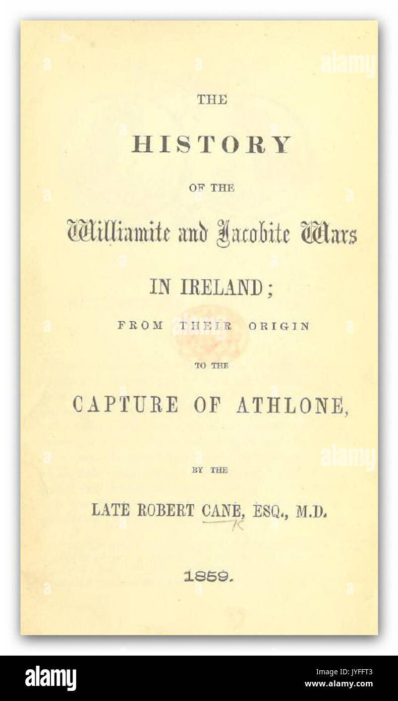 La CANNA DA ZUCCHERO(1859) La storia della Williamite Giacobita e guerre in Irlanda Foto Stock