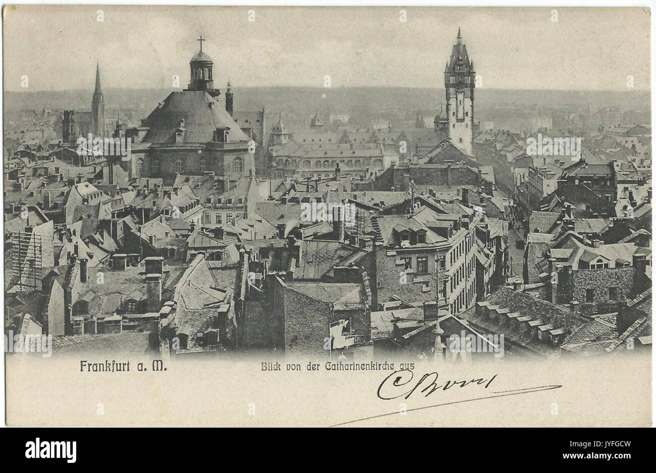19050215 frankfurt blick von der catharinenkirche aus Foto Stock