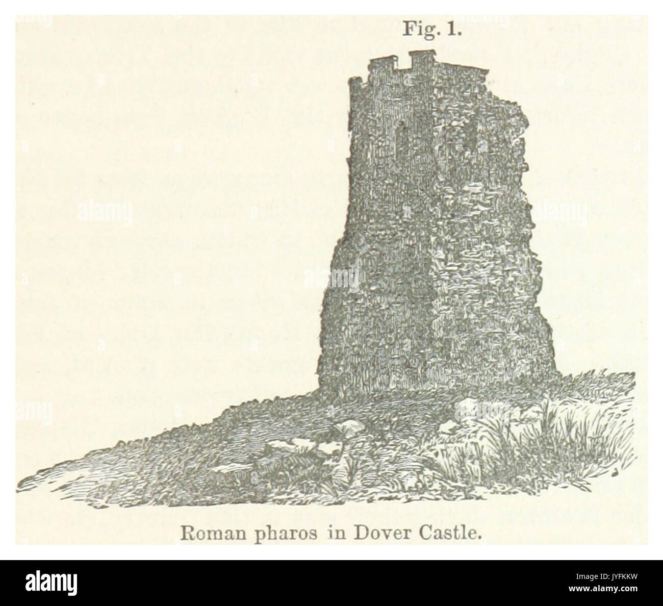 ELLIOT(1875) p087 Fig.1 Roman pharos nel castello di Dover Foto Stock