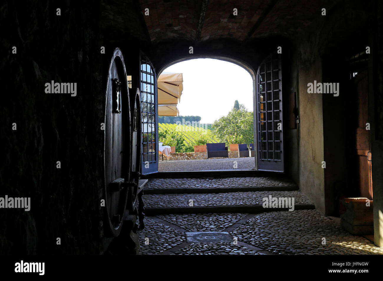 Toscano porta in cantina Foto Stock