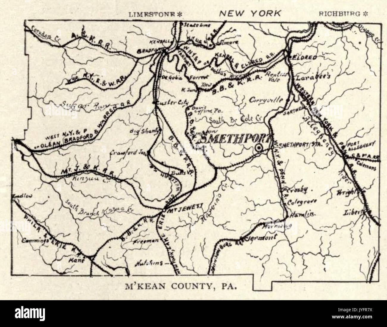 McLaurin(1902) pic.130 Mappa di McKean County, PA Foto Stock