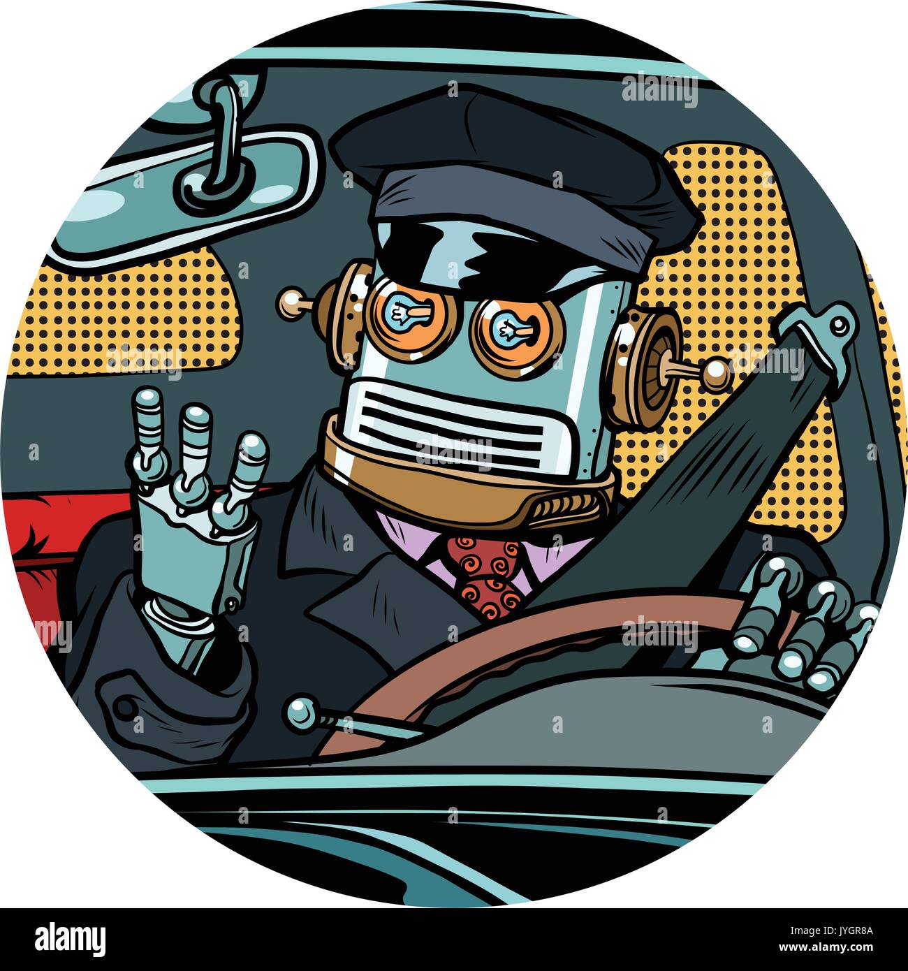 Robot driver drone pop art avatar icona carattere Illustrazione Vettoriale