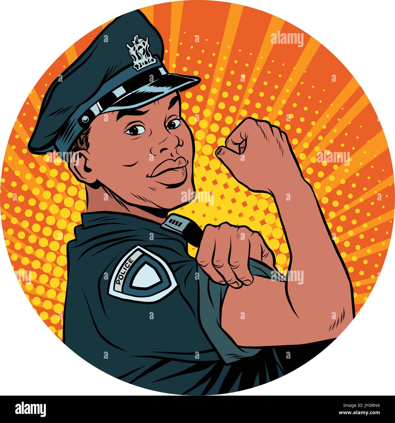 Possiamo farlo poliziotto nero americano africano arte pop avatar cha Illustrazione Vettoriale