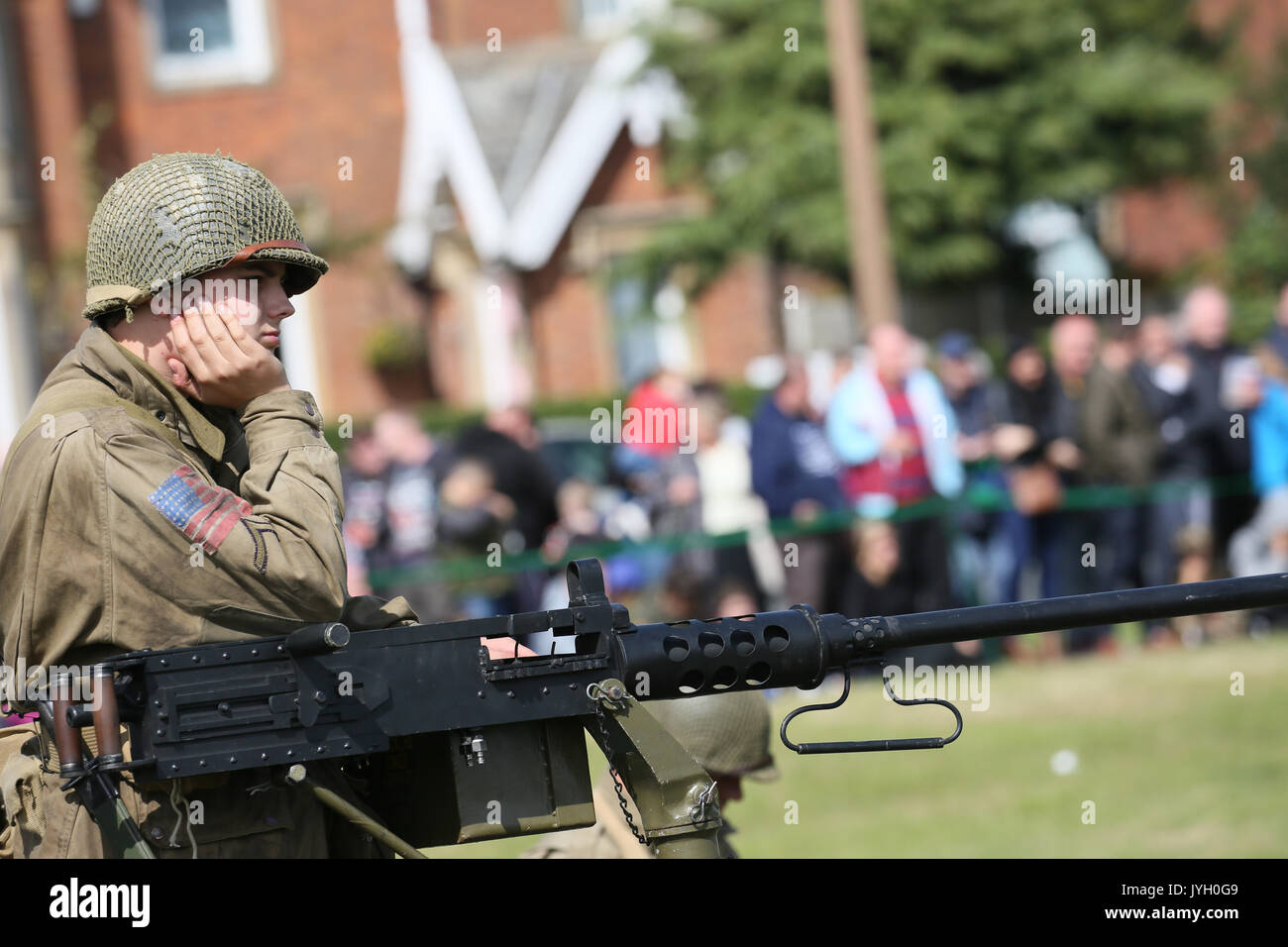 Lytham St Annes, Regno Unito. 19 Ago, 2017. Un tiratore reenactor a Lytham St Annes, 19 agosto 2017 (C)Barbara Cook/Alamy Live News Credito: Barbara Cook/Alamy Live News Foto Stock